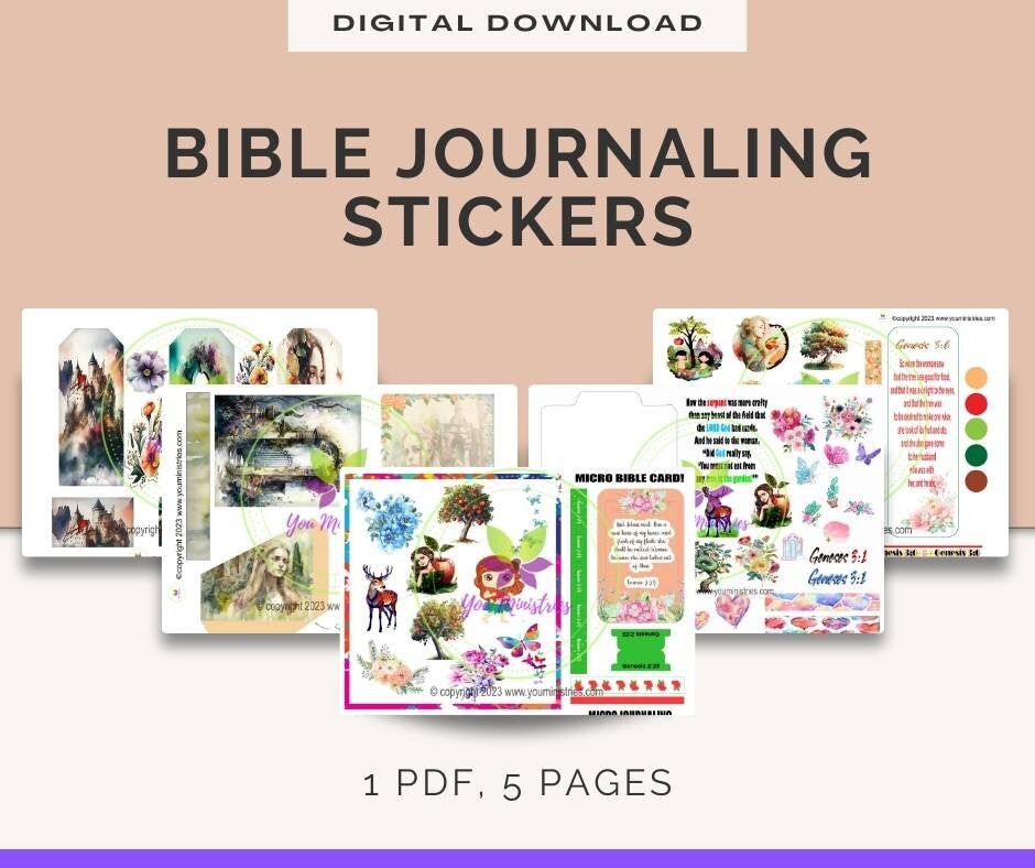 Eve Women of the Bible series, Bible Journaling Stickers, Micro Bible Card, Bible Insert, Bible Pocket, Printable, Digital Download