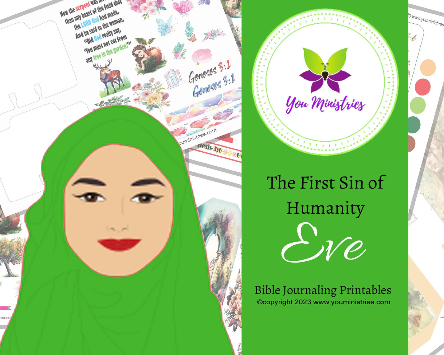 Eve Women of the Bible series, Bible Journaling Stickers, Micro Bible Card, Bible Insert, Bible Pocket, Printable, Digital Download