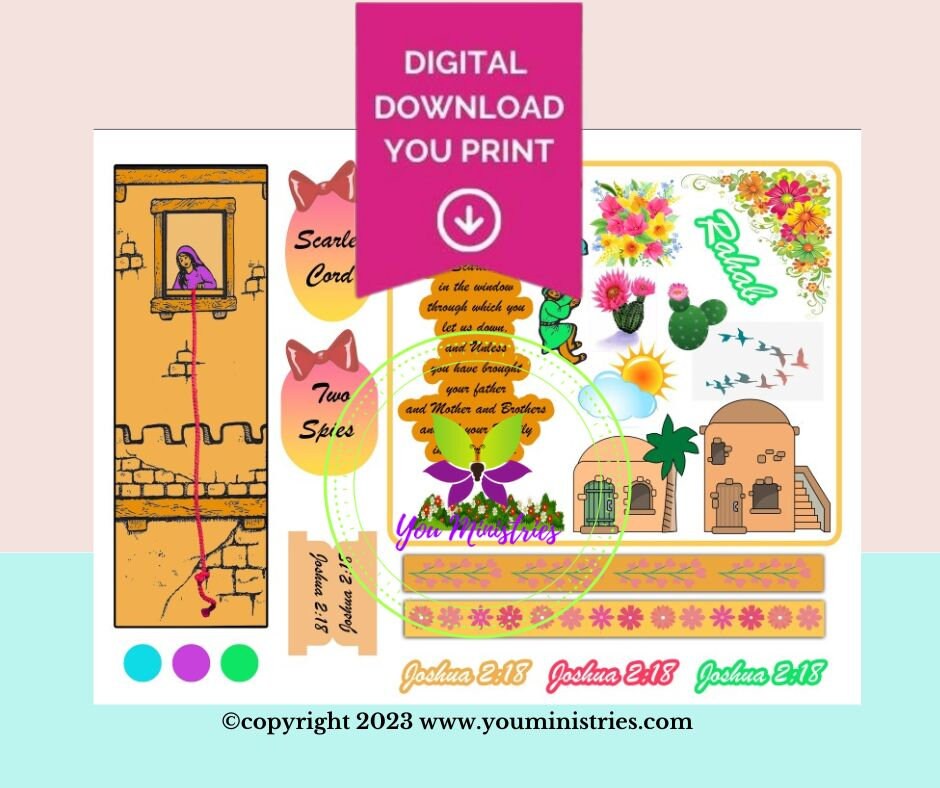 Rahab, Women of the Bible, Bible Journaling Stickers, Micro Bible Card, Bible Insert, Bible Pocket, Printable, Digital Download