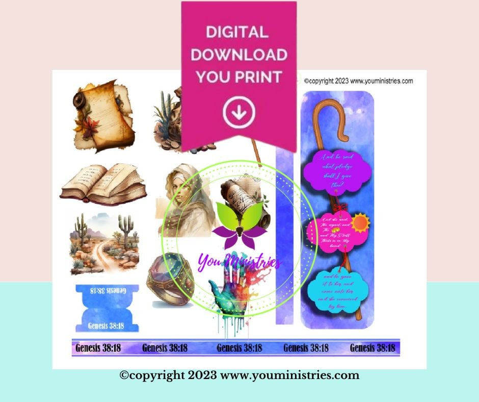 Tamar, Women of the Bible, Bible Journaling Stickers, Micro Bible Card, Bible Insert, Bible Pocket, Printable, Digital Download