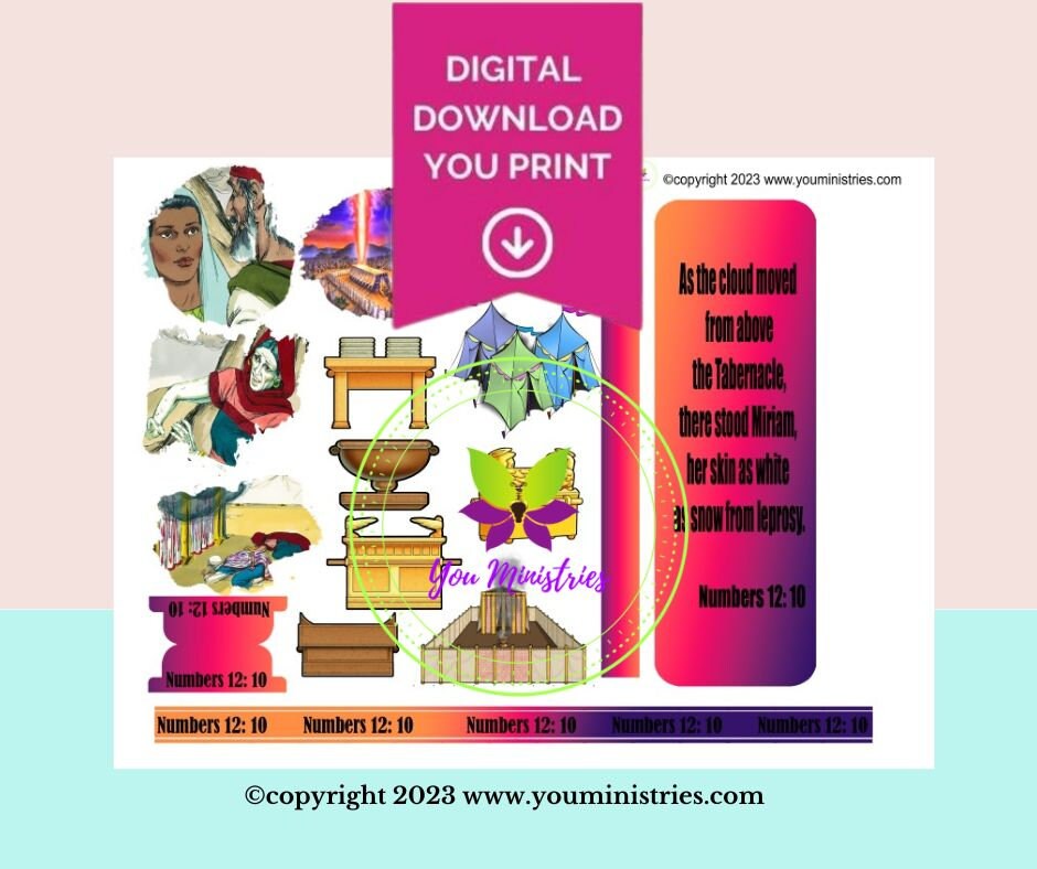 Miriam, Women of the Bible, Bible Journaling Stickers, Micro Bible Card, Bible Insert, Bible Pocket, Printable, Digital Download