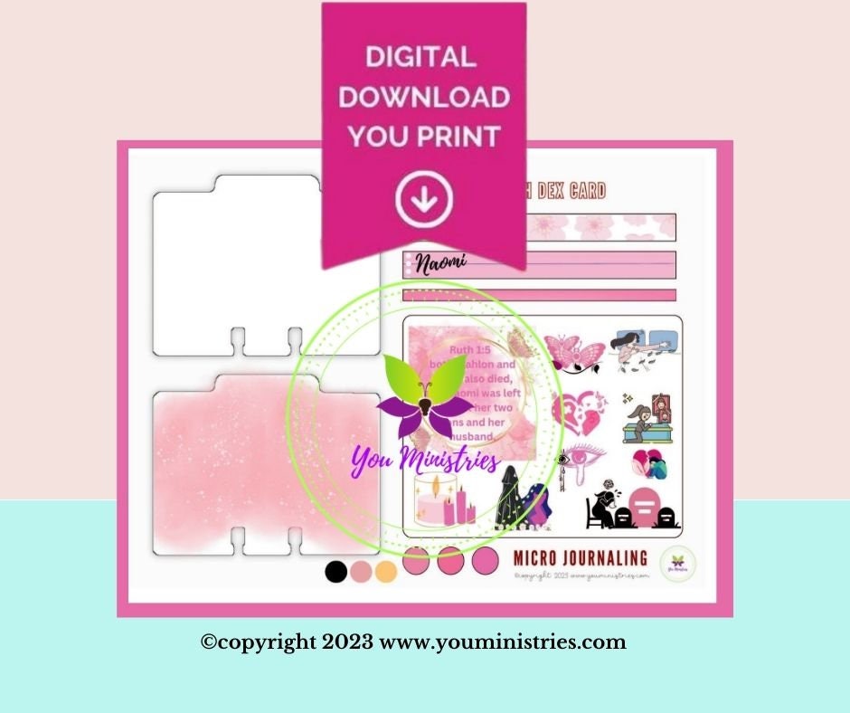 Naomi, Women of the Bible, Bible Journaling Stickers, Micro Bible Card, Bible Insert, Bible Pocket, Printable, Digital Download