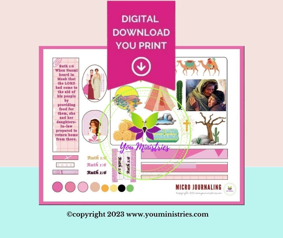 Naomi, Women of the Bible, Bible Journaling Stickers, Micro Bible Card, Bible Insert, Bible Pocket, Printable, Digital Download