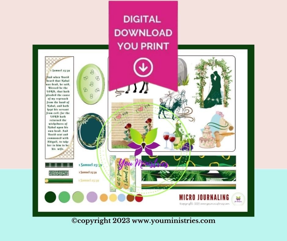 Abigail, Women of the Bible, Bible Journaling Stickers, Micro Bible Card, Bible Insert, Bible Pocket, Printable, Digital Download