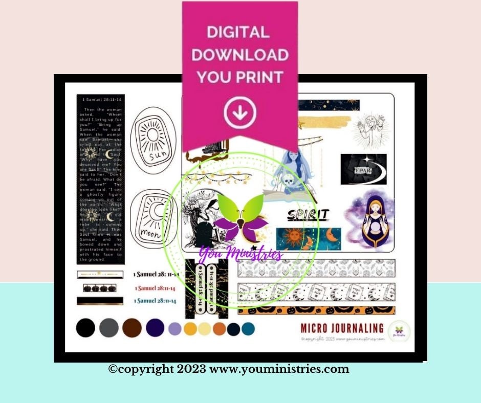 Woman of Endor, Women of the Bible, Bible Journaling Stickers, Micro Bible Card, Bible Insert, Bible Pocket, Printable, Digital Download