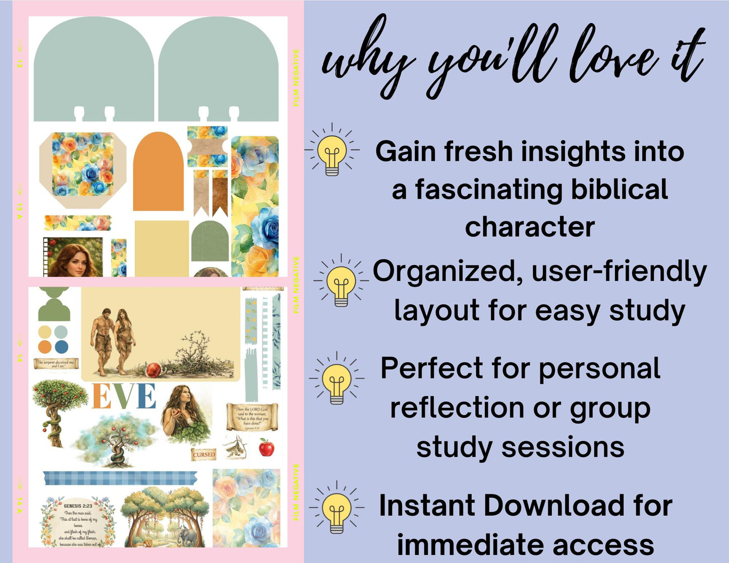 Eve Bible Study Printable | Genesis Character Study for Women | Christian Devotional Worksheet | Garden of Eden Study Kit | Downloadable