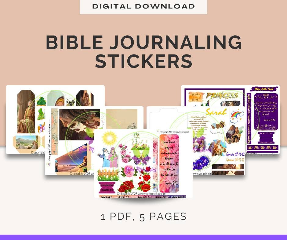 Sarah Women of the Bible series, Bible Journaling Stickers, Micro Bible Card, Bible Insert, Bible Pocket, Printable, Digital Download