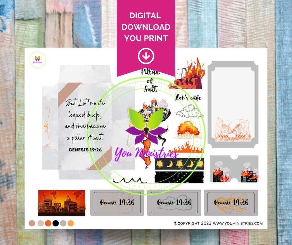 Lots Wife Women of the Bible series, Bible Journaling Stickers, Micro Bible Card, Bible Insert, Bible Pocket, Printable, Digital Download