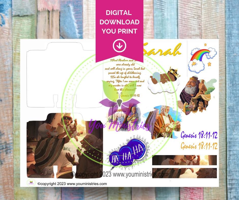 Sarah Women of the Bible series, Bible Journaling Stickers, Micro Bible Card, Bible Insert, Bible Pocket, Printable, Digital Download