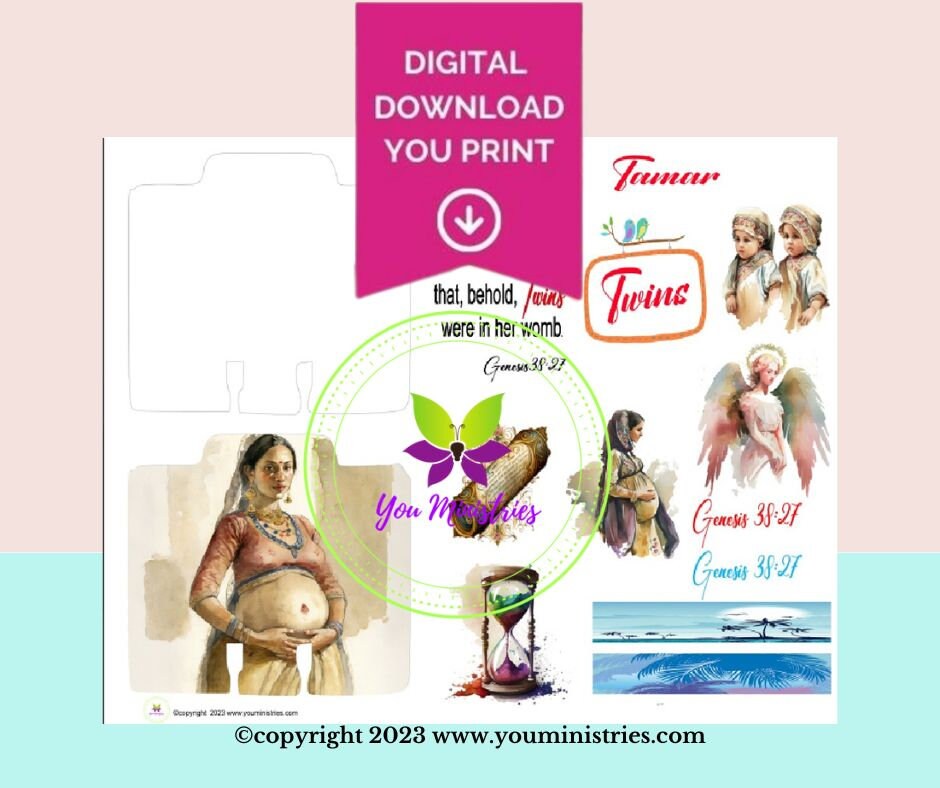 Tamar, Women of the Bible, Bible Journaling Stickers, Micro Bible Card, Bible Insert, Bible Pocket, Printable, Digital Download