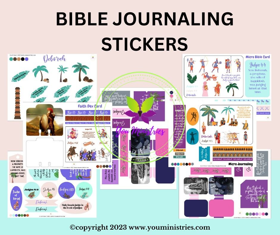 Deborah, Women of the Bible, Bible Journaling Stickers, Micro Bible Card, Bible Insert, Bible Pocket, Printable, Digital Download
