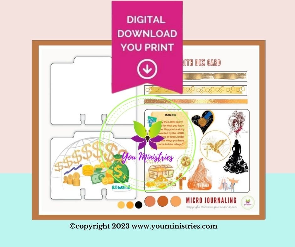 Ruth, Women of the Bible, Bible Journaling Stickers, Micro Bible Card, Bible Insert, Bible Pocket, Printable, Digital Download