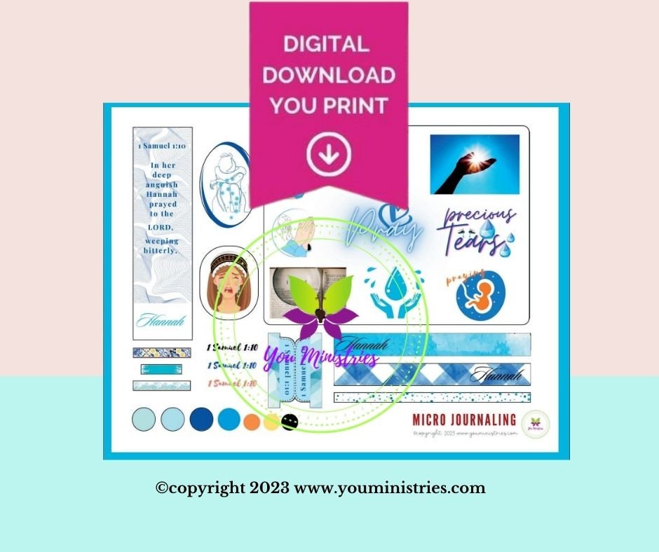 Hannah, Women of the Bible, Bible Journaling Stickers, Micro Bible Card, Bible Insert, Bible Pocket, Printable, Digital Download