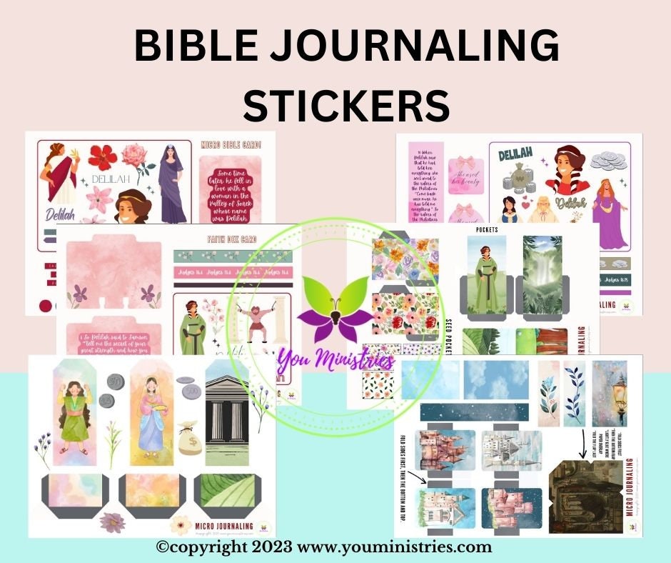 Delilah, Women of the Bible, Bible Journaling Stickers, Micro Bible Card, Bible Insert, Bible Pocket, Printable, Digital Download