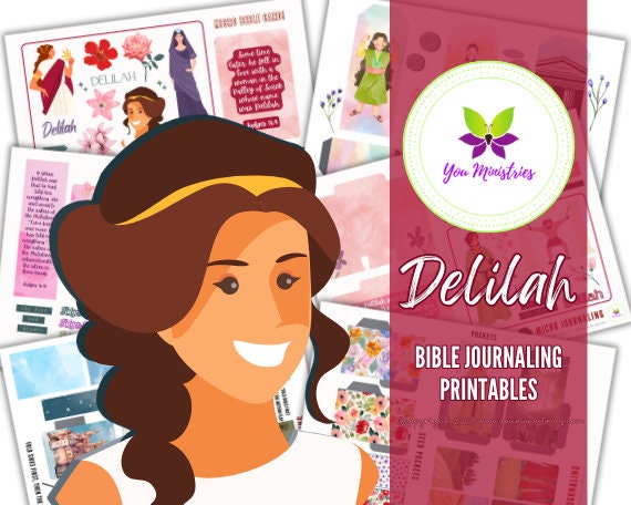 Delilah, Women of the Bible, Bible Journaling Stickers, Micro Bible Card, Bible Insert, Bible Pocket, Printable, Digital Download
