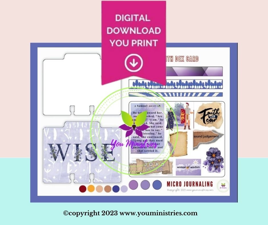The Wise Woman, Women of the Bible, Bible Journaling Stickers, Micro Bible Card, Bible Insert, Bible Pocket, Printable, Digital Download
