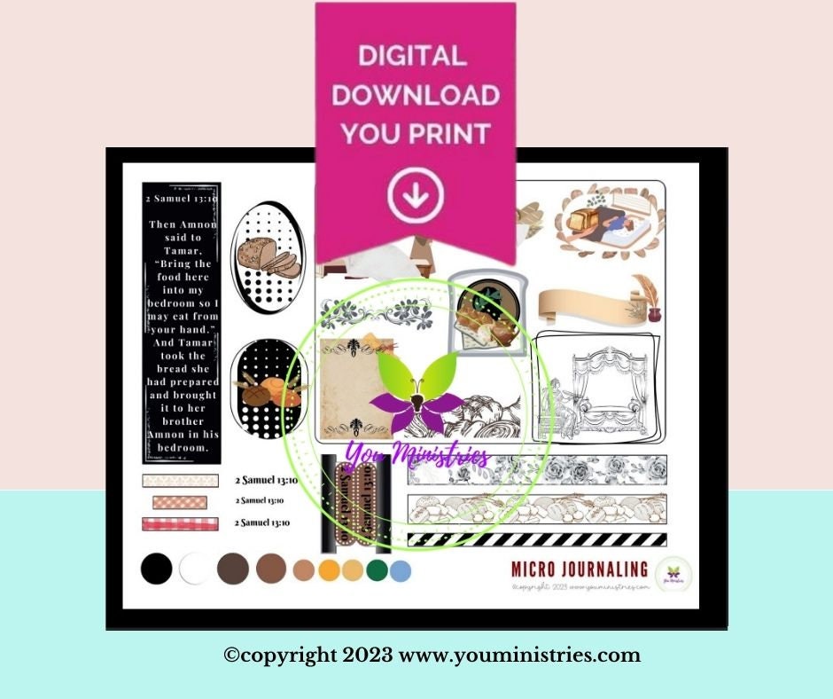 Tamar (King David), Women of the Bible, Bible Journaling Stickers, Micro Bible Card, Bible Insert, Bible Pocket, Printable, Digital Download